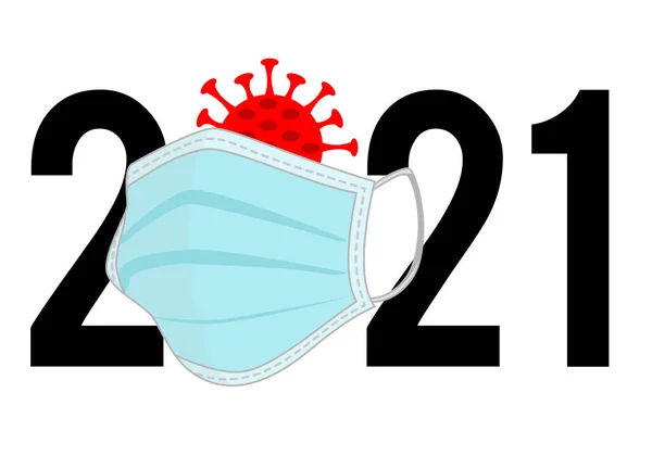 Bonne Année 2021 2021 Avec Une Icône Covid Coronavirus 2021 — Image vectorielle