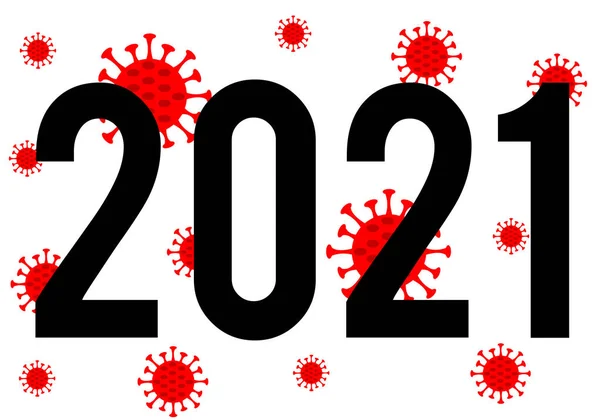 Bonne Année 2021 2021 Avec Une Icône Covid Coronavirus 2021 — Image vectorielle