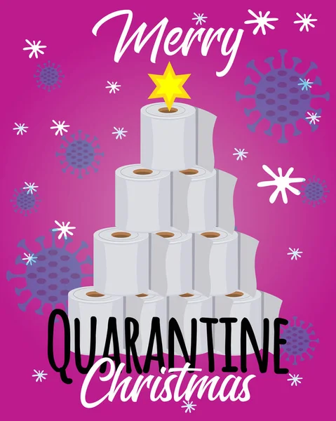 Toilet Roll Pyramid. Winter Holidays during Coronavirus. Christmas and New Year 2021 during Quarantine. Christmas Party Covid-19. Flat Vector Illustration — Stock Illustration Toilet Roll Pyramid Winter Holidays Coronavirus Christmas New Year 2021 Vector Graphics