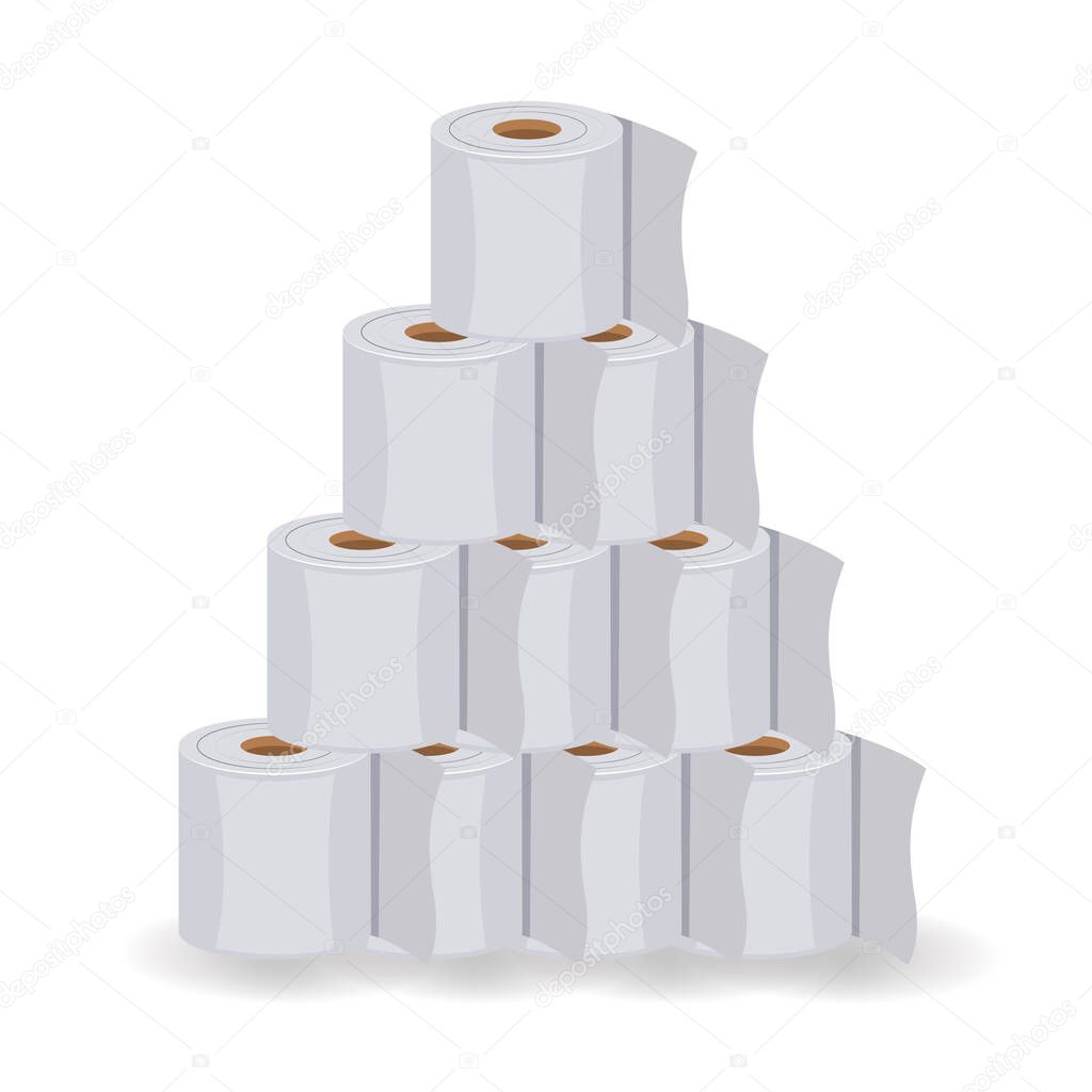 Toilet Roll Pyramid. Winter Holidays during Coronavirus. Christmas and New Year 2021 during Quarantine. Christmas Party Covid-19. Flat Vector Illustration