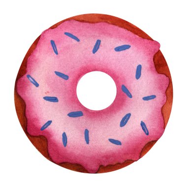 Suluboya el çizimi şekerler. Suluboya çörekler. Sevgililer Günü tatlıları. El yapımı tatlılar. Beyazda izole edilmiş