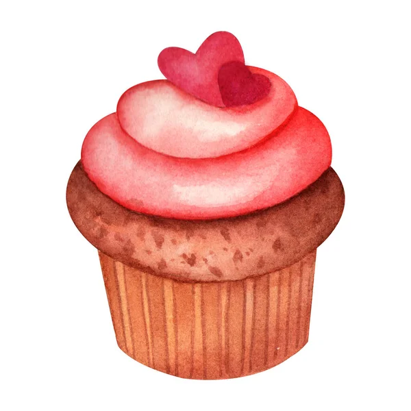 Akvarely Ručně Kreslí Sladkosti Ručně Kreslené Akvarel Cupcake Set — Stock fotografie