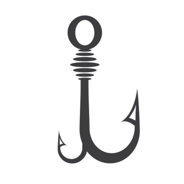 Balık oltası, Siluet. Balık kancası ikonunun vektör çizimi. Balık yemi. Balık dükkanı tasarımı için harika..