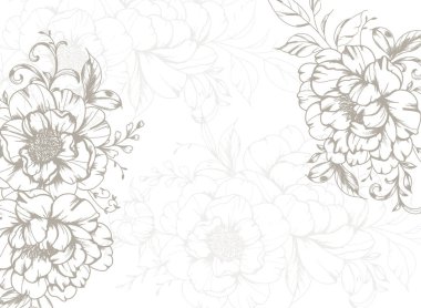 Şakayık Hattı Sanatı. Modaya uygun şakayık buketler ve çiçekler. Botanik Çizgisi Şakayık Koleksiyonu. El çizimi, şakayık çiçekleri. Lüks Çiçek Sanatı. Şakayık Özeti