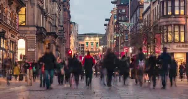 Glasgow Escócia Fevereiro 2019 Lapso Tempo Compradores Viajantes Durante Hora — Vídeo de Stock