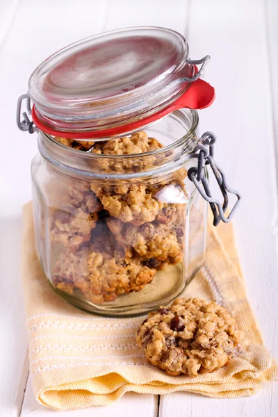 Soubory cookie ovesné a rozinkami — Stock fotografie