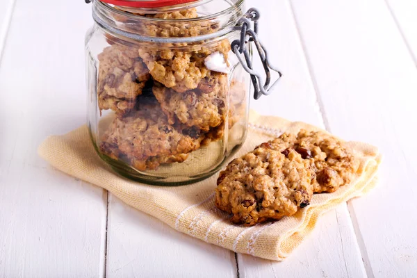 Soubory cookie ovesné a rozinkami — Stock fotografie