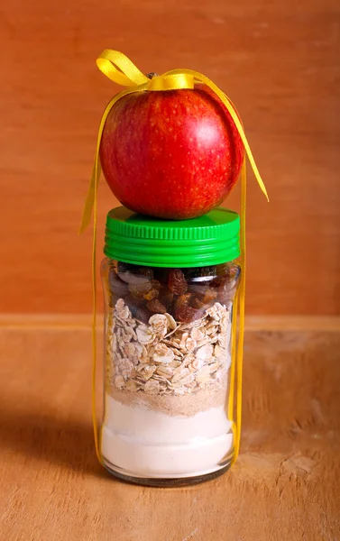 Apple pie cookie kit in a jar — Stock Photo, Image