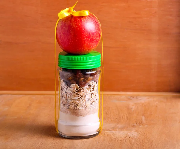 Apple pie cookie kit in a jar — Stock Photo, Image