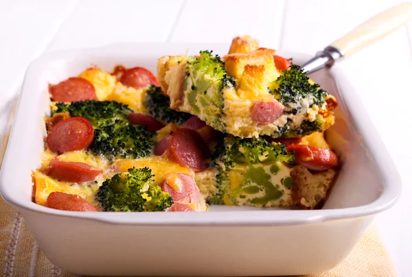 Broccoli and sausage bake — Stock Photo, Image