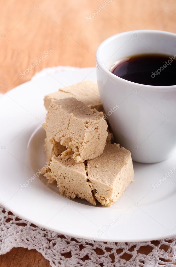 Sesame halva and cup of coffee