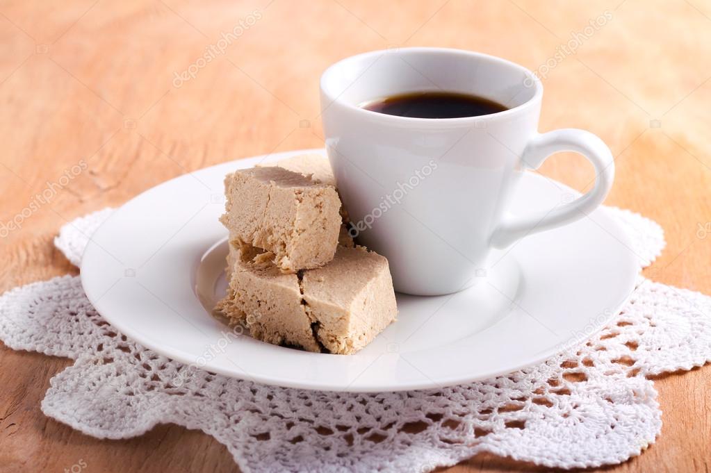 Sesame halva and cup of coffee