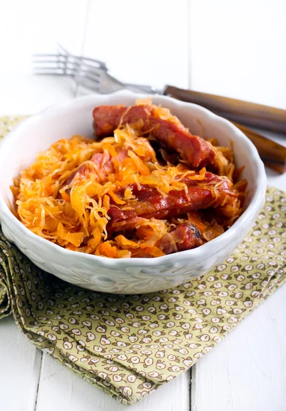 Braised cabbage with ribs — Stock Photo, Image