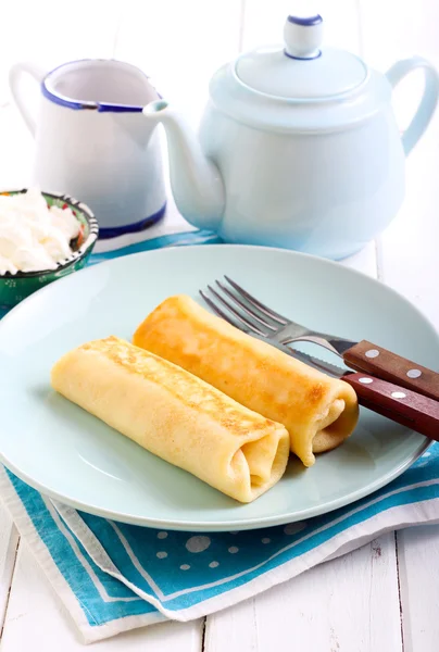 Crepes rolls with filling — Stock Photo, Image