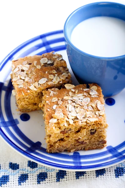 Oatmeal bars with raisin and nuts — Stock Photo, Image