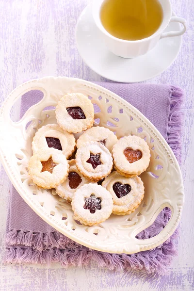 Reçel dolum linzer tanımlama bilgileri — Stok fotoğraf