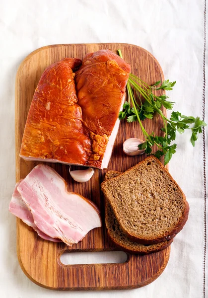 Smoked bacon with fat — Stock Image Smoked bacon with fat Royalty Free Stock Photos