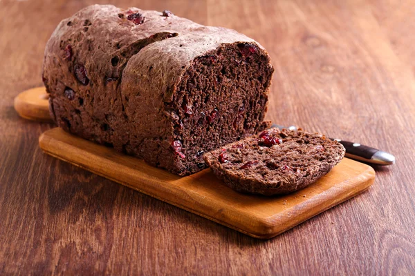 Chocolate bread with dried berries — Stock Photo, Image