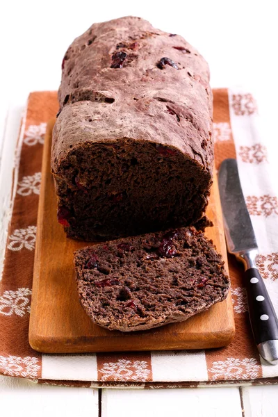 Chocolate bread with dried berries — Stock Photo, Image