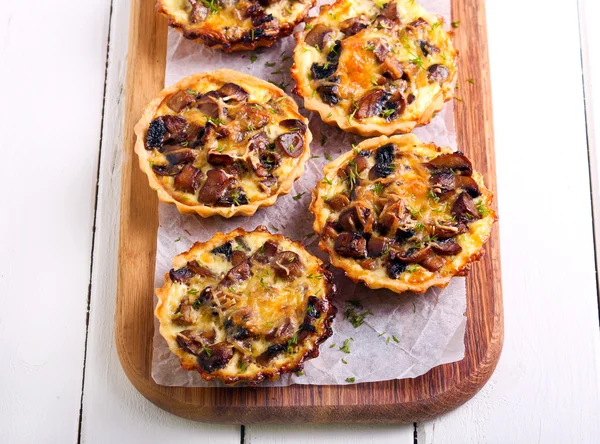 Mushroom mini tarts on board — Stock Photo, Image