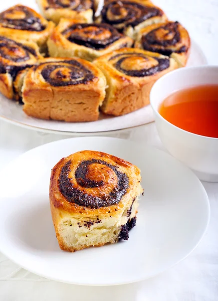 Poppy seed filling swirl buns — Stock Photo, Image