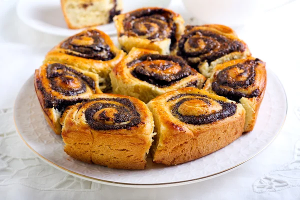 Poppy seed filling swirl buns — Stock Photo, Image