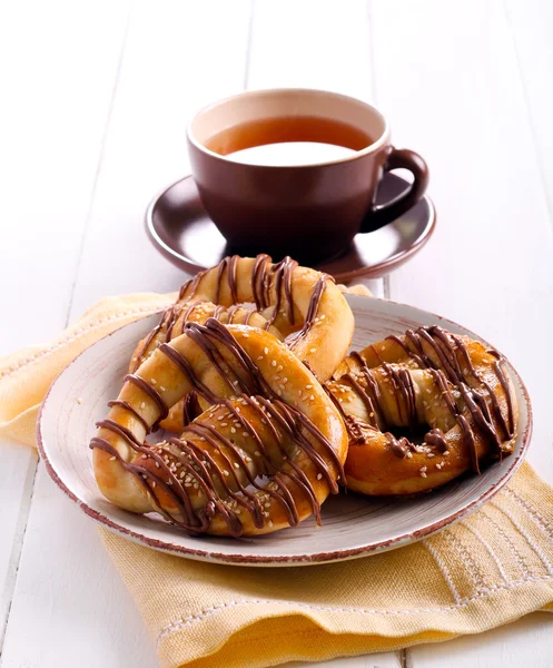 Soft pretzels with sesame seeds — Stock Photo, Image