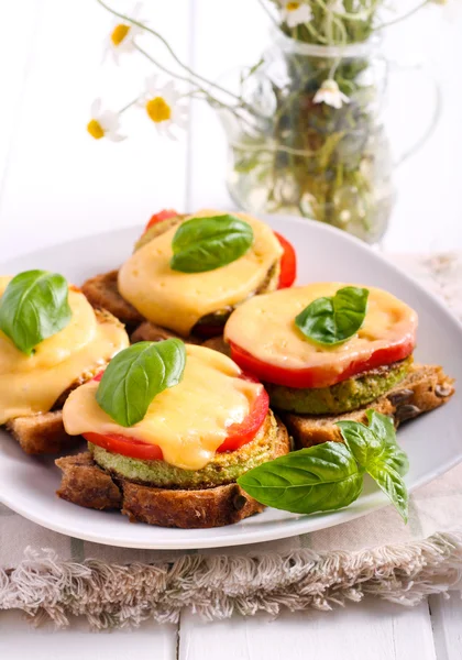 Zucchini, tomato and cheese appetizer — Stock Photo, Image