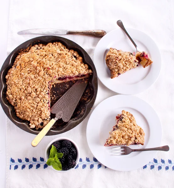 Blackberry crumble topping cake — Stock Photo, Image