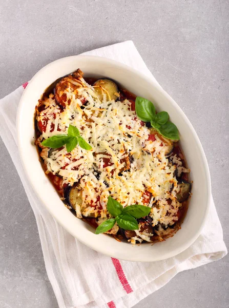 Eggplant Tomato Sauce Baked Cheese — Stock Photo, Image