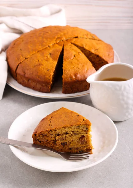 Date Sultana Pudding Served Plate — Stock Photo, Image