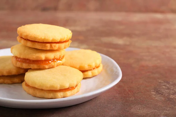 Абрикосове Сендвіч Печиво Тарілці — стокове фото