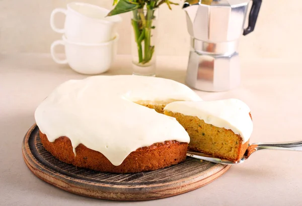 Calabacín Pastel Zanahoria Con Queso Crema —  Fotos de Stock