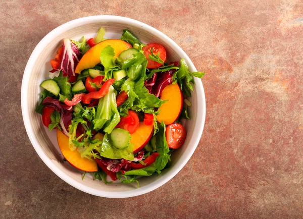 Salada Nectarina Saudável Fresca Uma Tigela — Fotografia de Stock