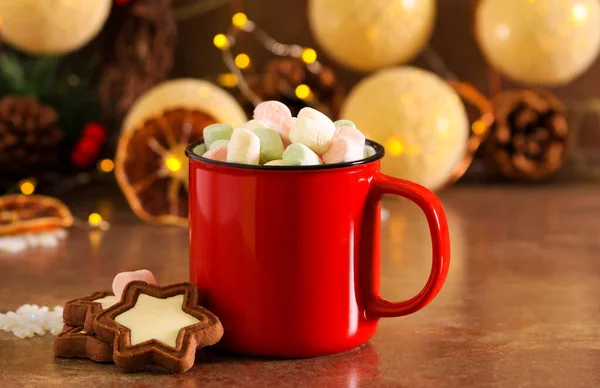 Bebida Chocolate Quente Com Marshmallow — Fotografia de Stock