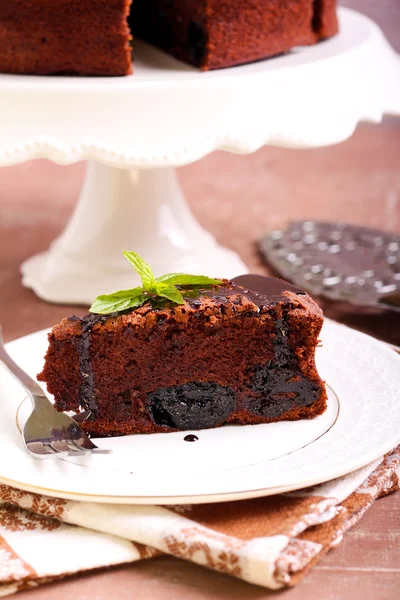 Prune and chocolate torte — Stock Photo, Image