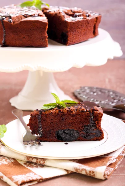 Prune and chocolate torte — Stock Photo, Image