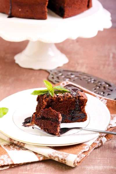 Torta di prugne e cioccolato — Foto Stock