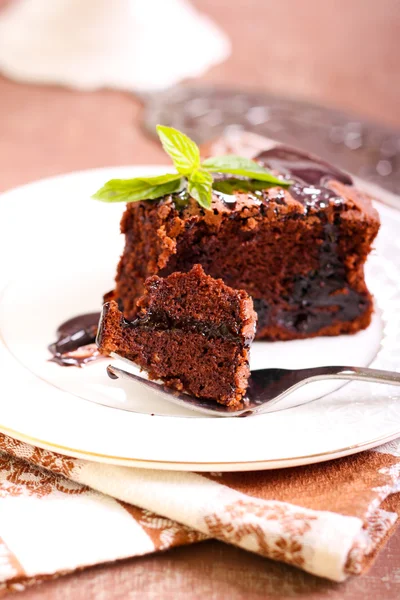 Torta di prugne e cioccolato — Foto Stock