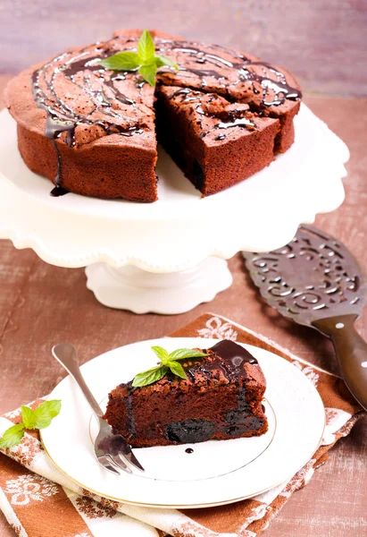 Prune and chocolate torte — Stock Photo, Image