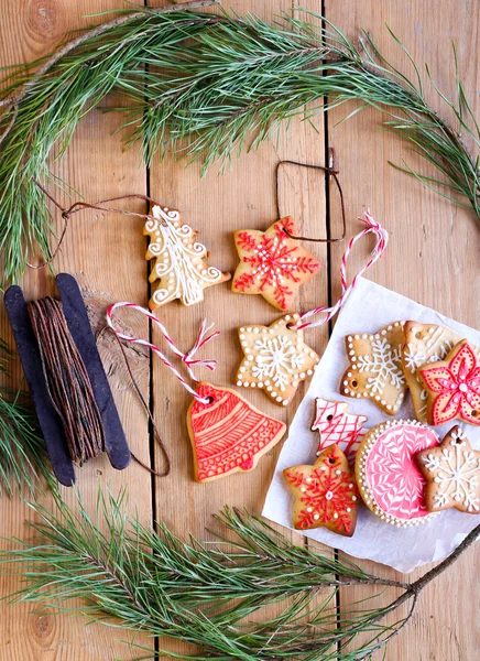 Iced kerst biscuits — Stockfoto