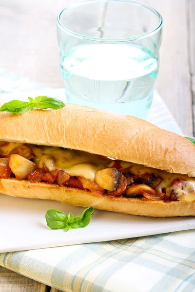 Mushroom  and cheese sandwich — Stock Photo, Image