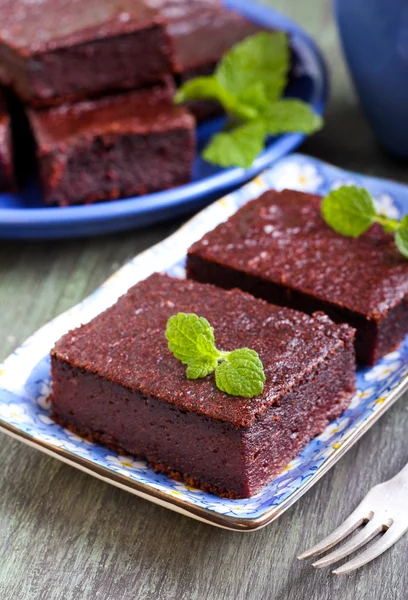 Rebanadas de brownie de chocolate y calabaza — Foto de Stock