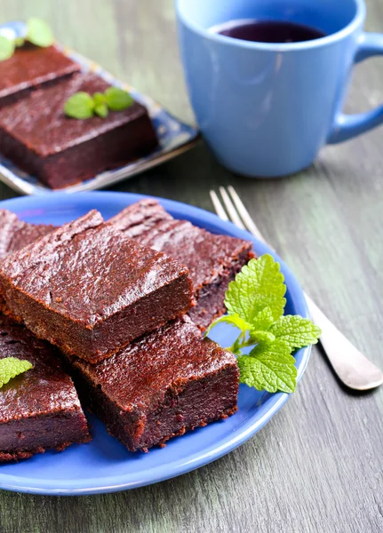 Chocolate and pumpkin brownie — Stock Photo, Image