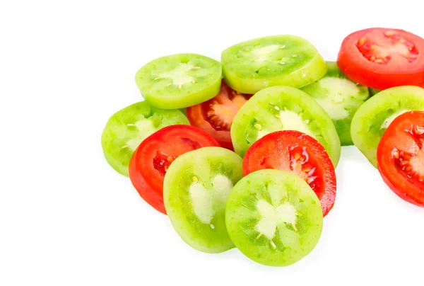 Tomate verde e vermelho — Fotografia de Stock