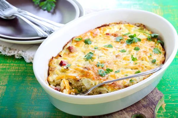 Cabbage and bacon gratin — Stock Photo, Image