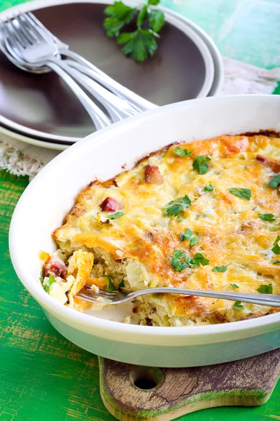 Cabbage and bacon gratin — Stock Photo, Image
