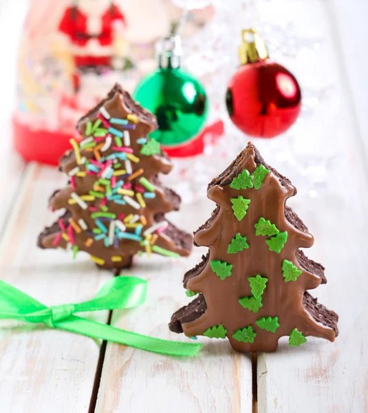 Double chocolate christmas trees — Stock Photo, Image