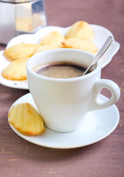 Madeleines and coffee — Stock Photo, Image