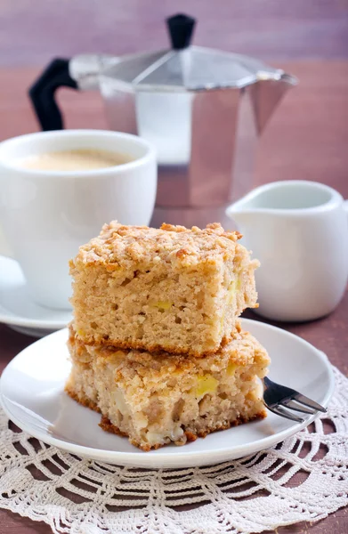 Squares of apple coffee cake — Stock Photo, Image